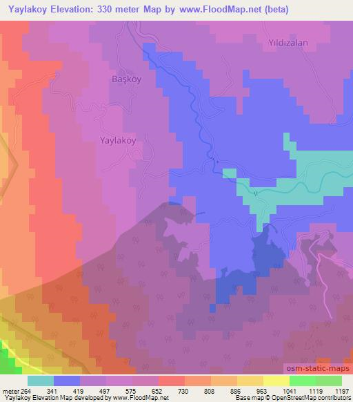 Yaylakoy,Turkey Elevation Map