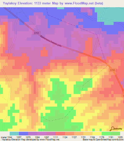 Yaylakoy,Turkey Elevation Map