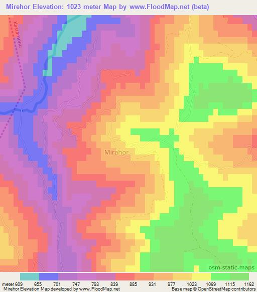 Mirehor,Turkey Elevation Map