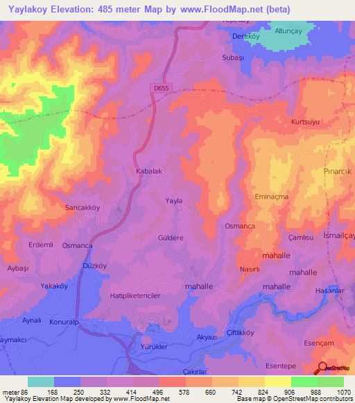 Yaylakoy,Turkey Elevation Map