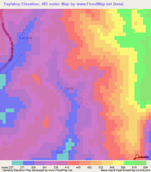 Yaylakoy,Turkey Elevation Map