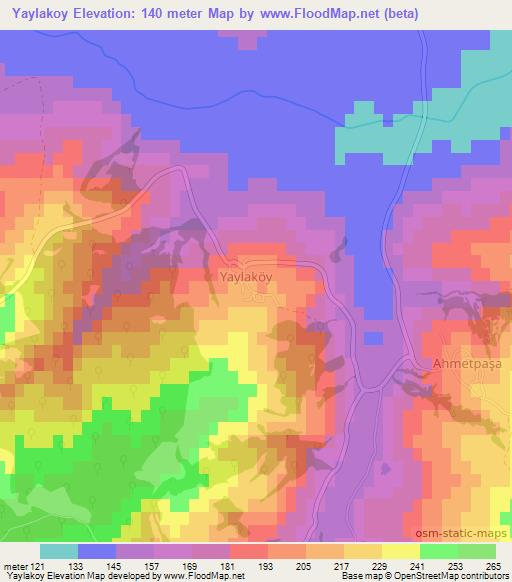 Yaylakoy,Turkey Elevation Map