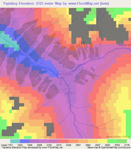 Yaylakoy,Turkey Elevation Map