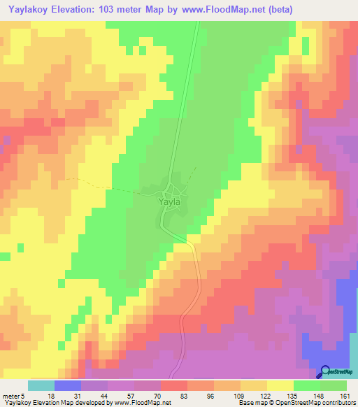 Yaylakoy,Turkey Elevation Map