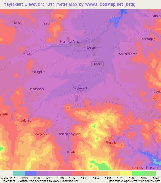 Yaylakent,Turkey Elevation Map