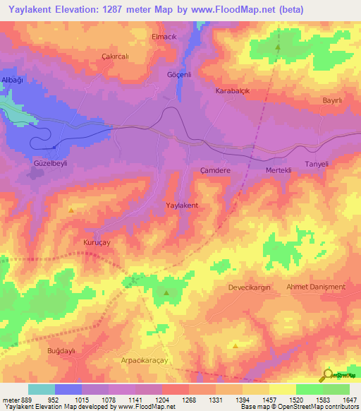 Yaylakent,Turkey Elevation Map