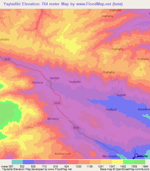 Yayladibi,Turkey Elevation Map