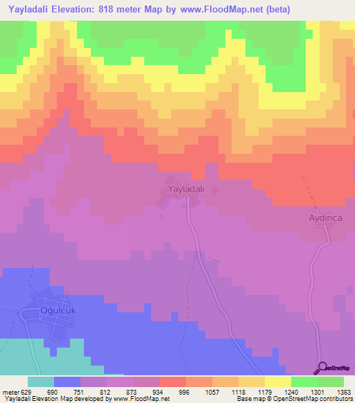 Yayladali,Turkey Elevation Map