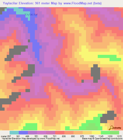 Yaylacilar,Turkey Elevation Map