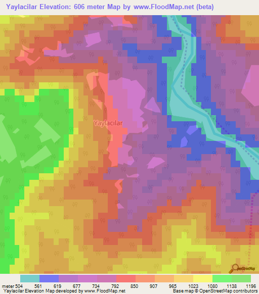 Yaylacilar,Turkey Elevation Map