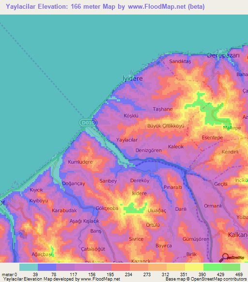 Yaylacilar,Turkey Elevation Map