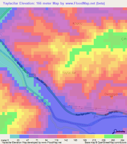 Yaylacilar,Turkey Elevation Map