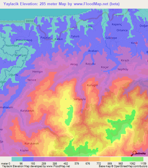 Yaylacik,Turkey Elevation Map