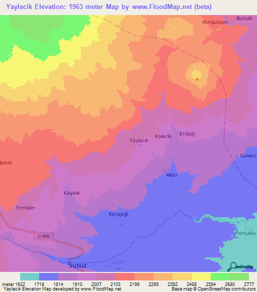 Yaylacik,Turkey Elevation Map