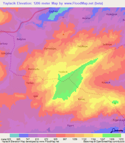 Yaylacik,Turkey Elevation Map