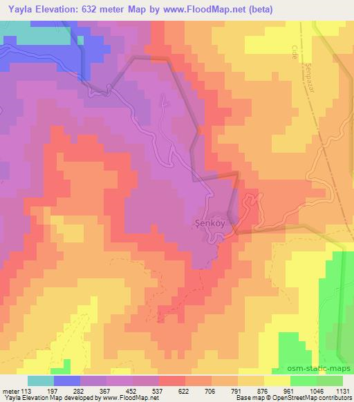 Yayla,Turkey Elevation Map