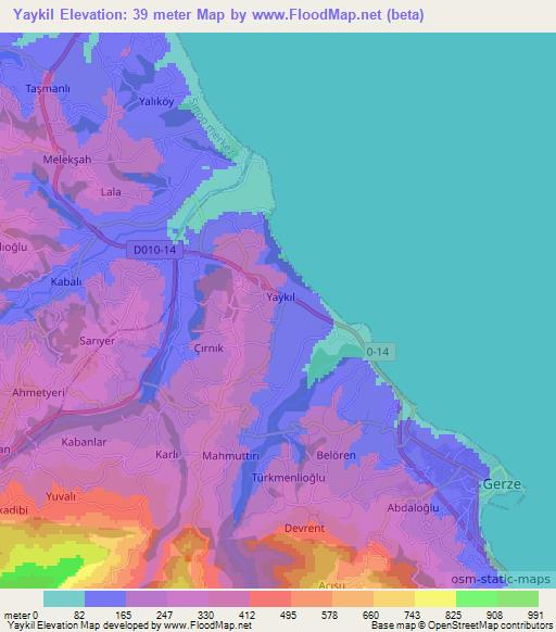 Yaykil,Turkey Elevation Map