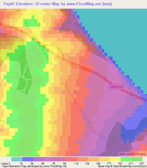 Yaykil,Turkey Elevation Map