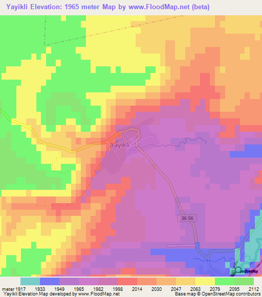 Yayikli,Turkey Elevation Map