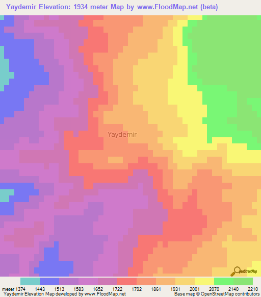 Yaydemir,Turkey Elevation Map