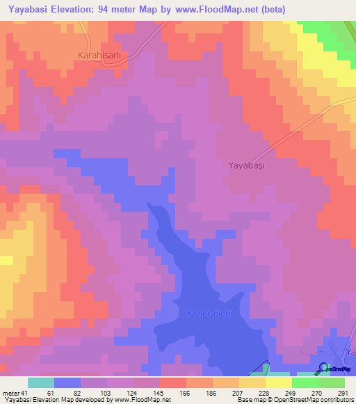 Yayabasi,Turkey Elevation Map