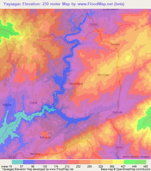 Yayaagac,Turkey Elevation Map