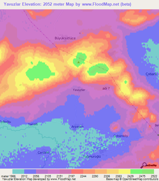 Yavuzlar,Turkey Elevation Map