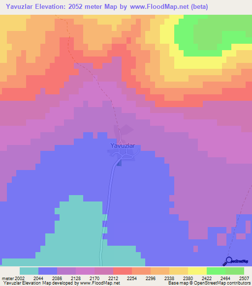 Yavuzlar,Turkey Elevation Map