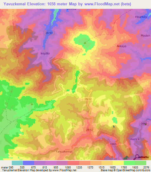 Yavuzkemal,Turkey Elevation Map