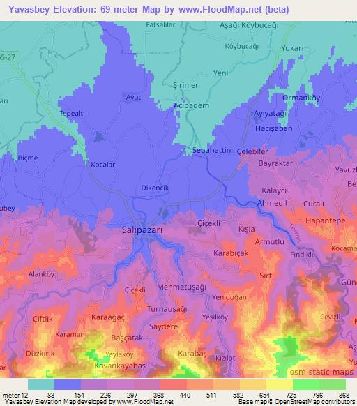 Yavasbey,Turkey Elevation Map