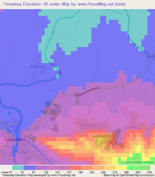 Yavasbey,Turkey Elevation Map