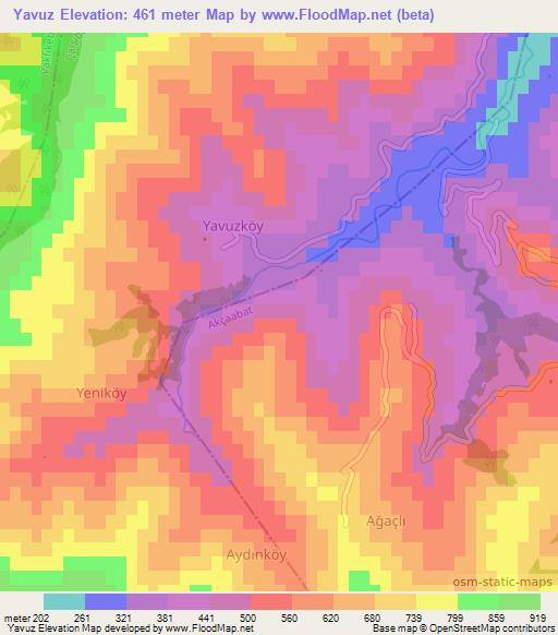 Yavuz,Turkey Elevation Map