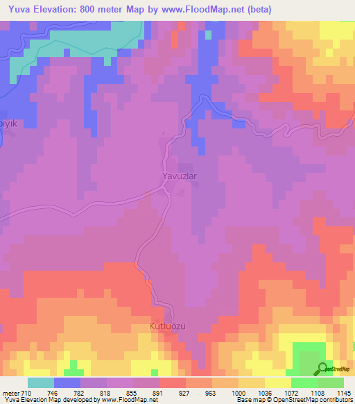 Yuva,Turkey Elevation Map