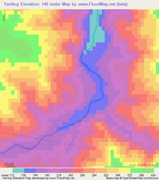 Yavikoy,Turkey Elevation Map