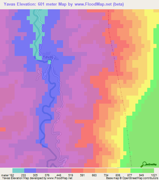 Yavas,Turkey Elevation Map