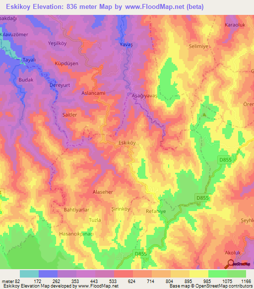 Eskikoy,Turkey Elevation Map