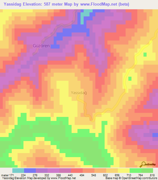 Yassidag,Turkey Elevation Map