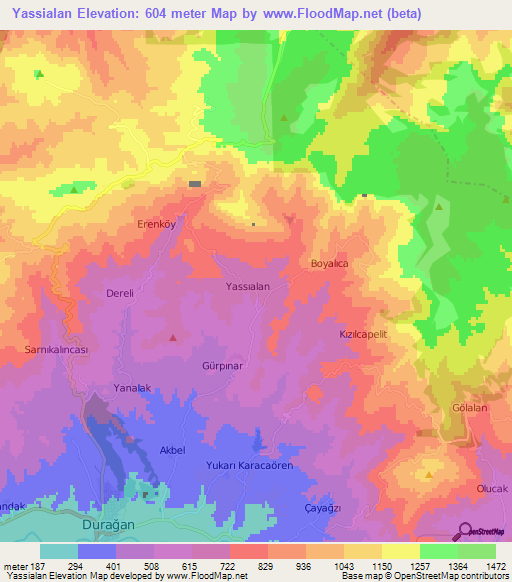 Yassialan,Turkey Elevation Map