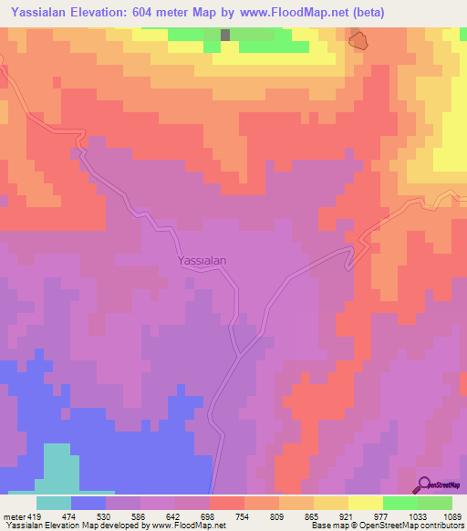 Yassialan,Turkey Elevation Map