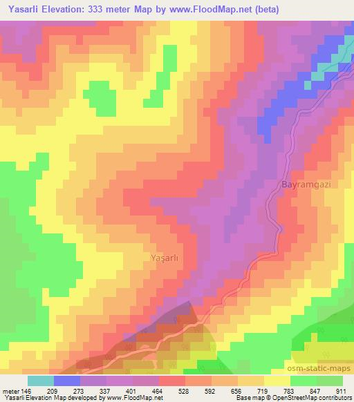 Yasarli,Turkey Elevation Map