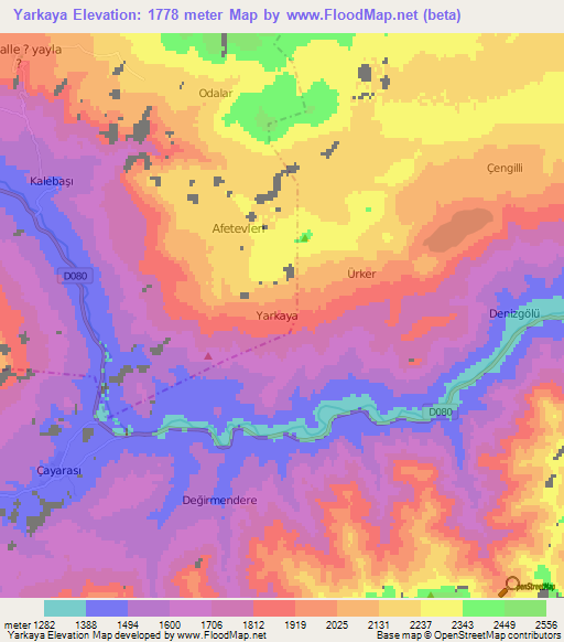 Yarkaya,Turkey Elevation Map