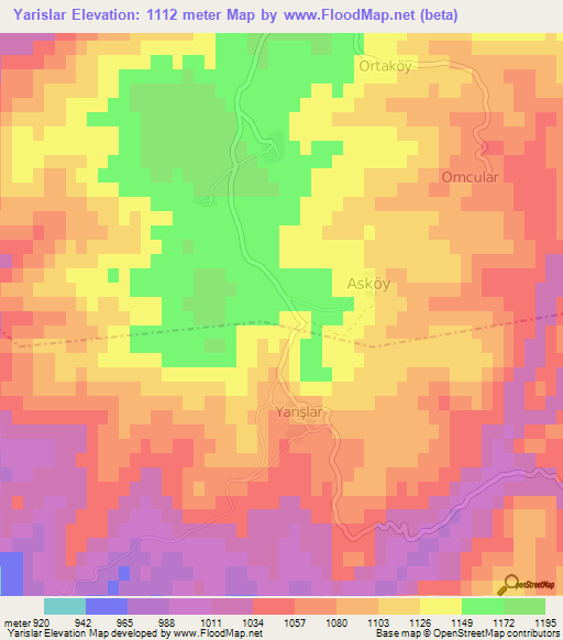 Yarislar,Turkey Elevation Map