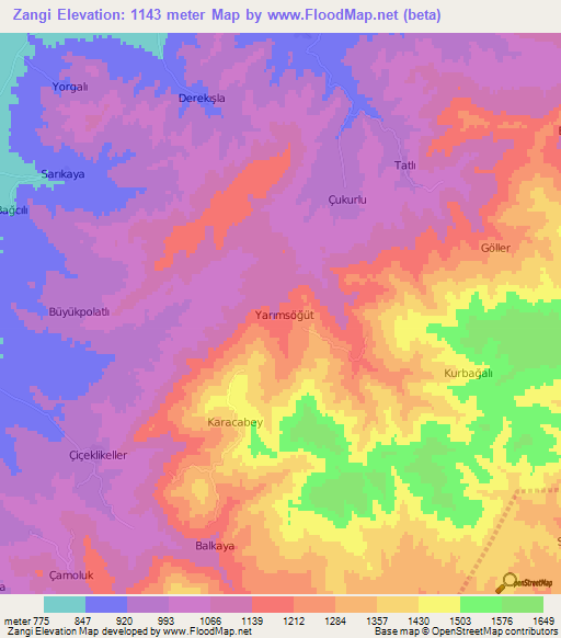 Zangi,Turkey Elevation Map