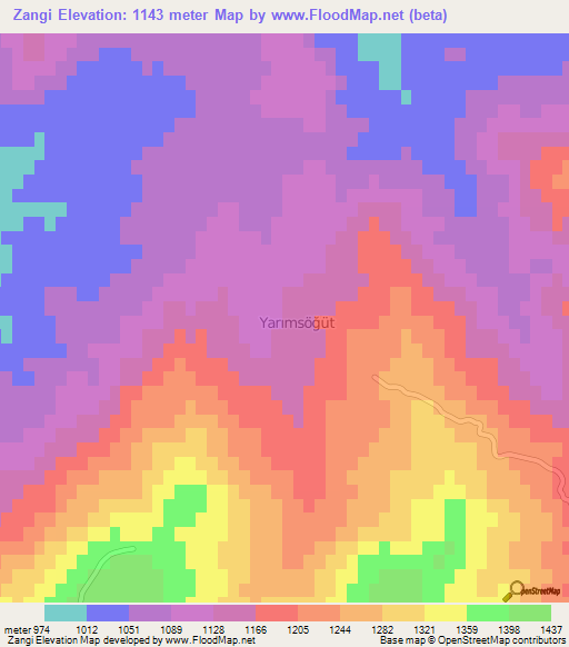 Zangi,Turkey Elevation Map