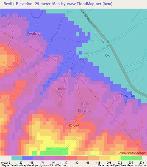 Beylik,Turkey Elevation Map