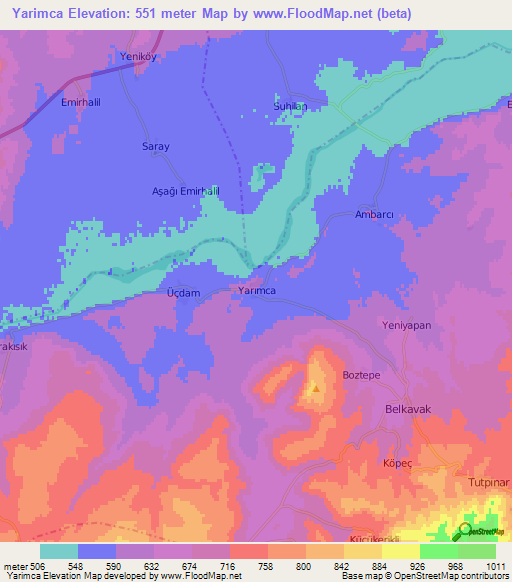 Yarimca,Turkey Elevation Map