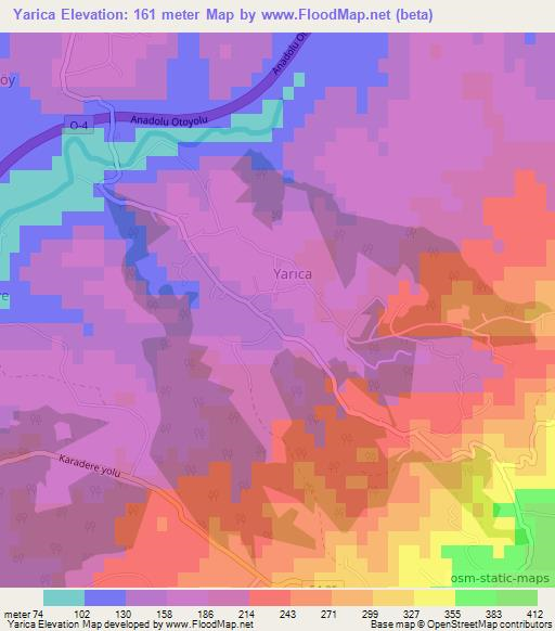 Yarica,Turkey Elevation Map