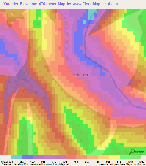 Yarenler,Turkey Elevation Map