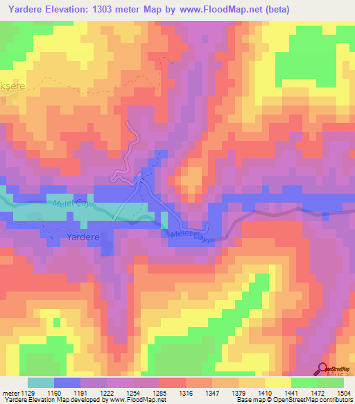 Yardere,Turkey Elevation Map