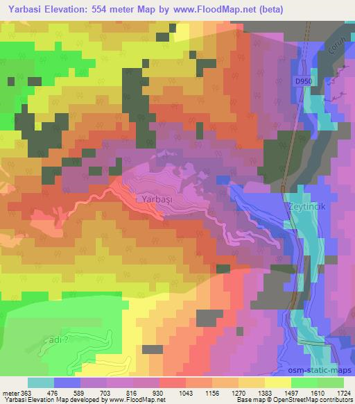 Yarbasi,Turkey Elevation Map